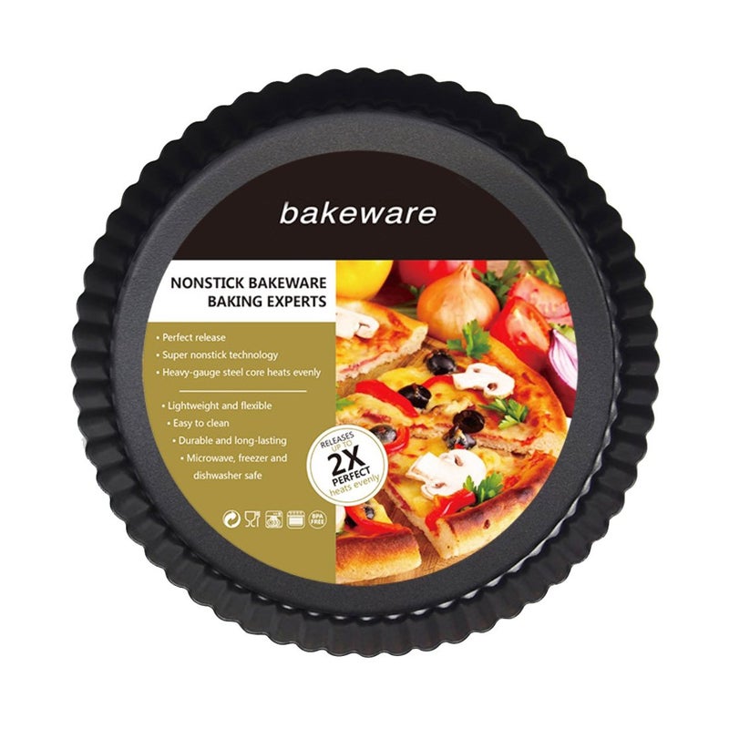 KOOTIPS 9 inch Black Classic Round Tart Pan, Nonstick & Removable Bottom, Perfect for Tart, Quiche, Wedding, Valentine's Day, Christmas, Birthday - Image 1